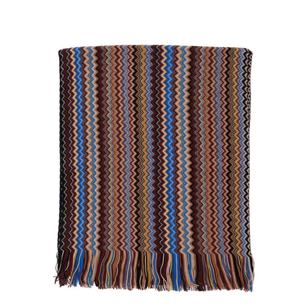 Missoni Men Brown Scarf With Geometric Motif In Wool And Acrylic Blend For Women